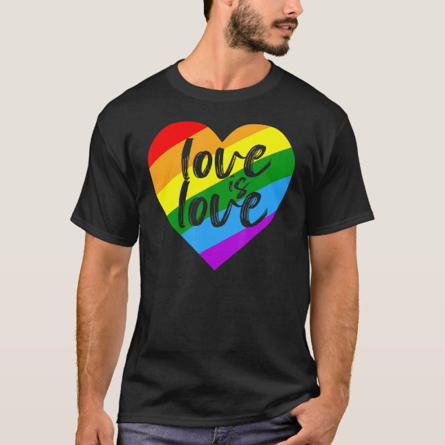 T-shirt L'amour est amour coeur arc-en-ciel Lgbt Égalité F (Devant)