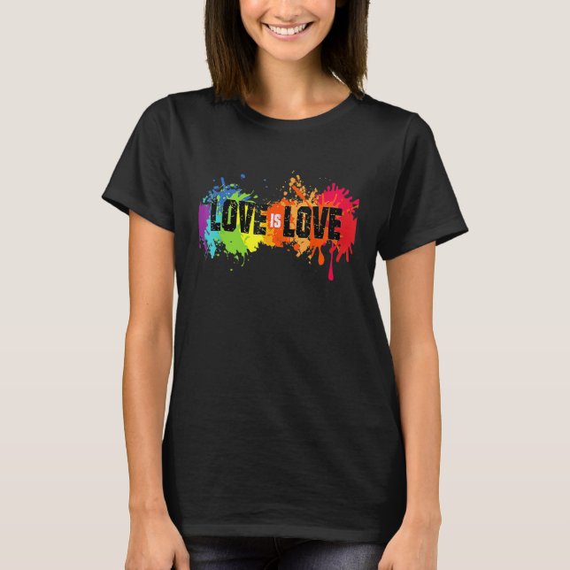 T-shirt L'amour est amour LGB Gay Lesbian Rainbow Pride Vi (Devant)