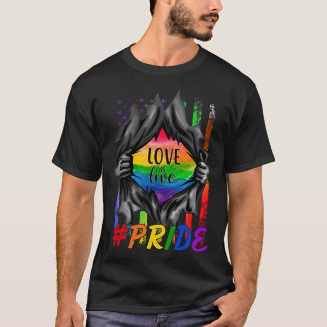 T-shirt L'amour est amour LGBT Drapeau Gay Trans Lesbian P (Devant)
