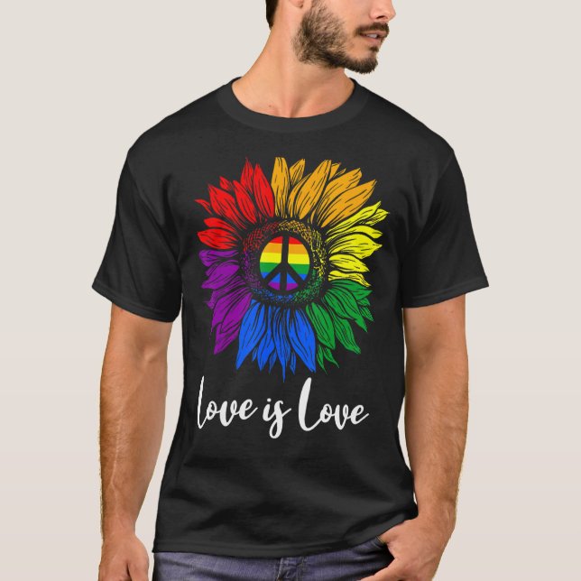T-shirt L'Amour Est Amour Paix Tournesol Lgbt Pride Gay Le (Devant)