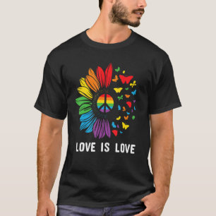 T-shirt L'Amour Est Amour Paix Tournesol Lgbt Pride Gay Le