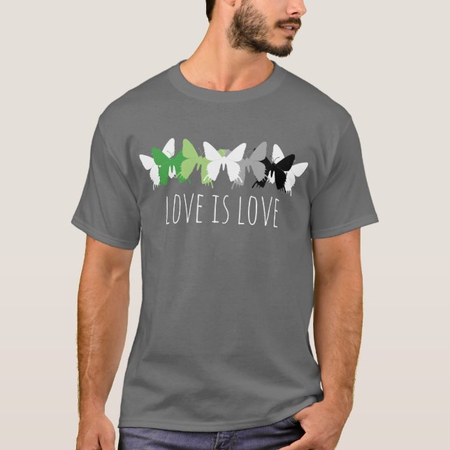 T-shirt L'amour est amour papillon Aromantique (Devant)