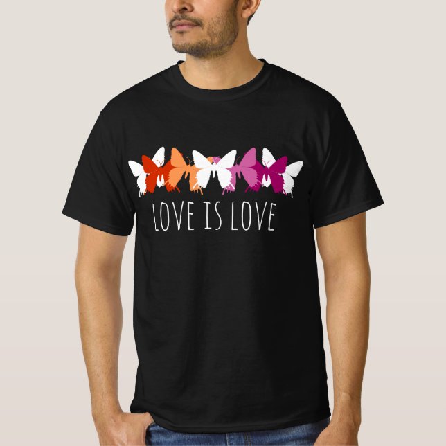 T-shirt L'amour est amour papillon lesbien (Devant)