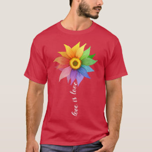 T-shirt L'amour est amour Sunflower Daisy LGBT Pride Rainb
