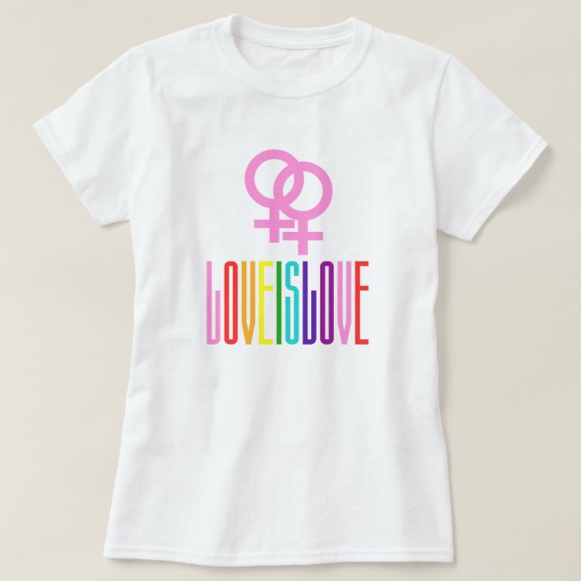 T-shirt L'amour est amour Texte arc-en-ciel LGBTQ Lesbian  (Design devant)
