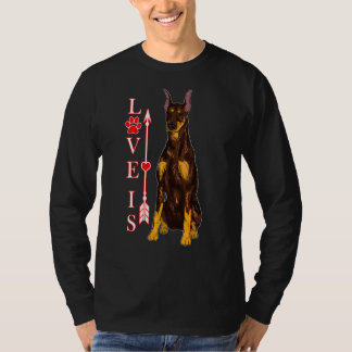 T-shirt L'Amour Est Doberman Pinscher Chien Chien Cute Chi