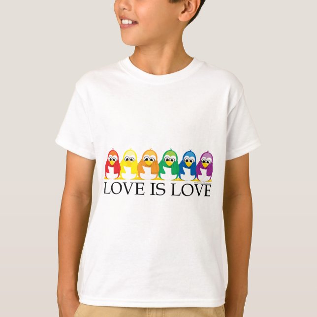 T-shirt L'amour est l'amour : les pingouins (Devant)