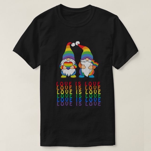 T-shirt L'amour est l'amour - LGBTQ - Homme Gnomes Couple  (Design devant)