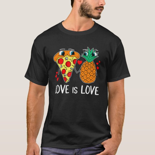 T-shirt L'Amour Est L'Amour Pizza Ananas Interdit Hawaiian (Devant)