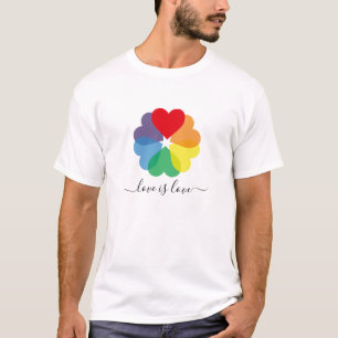 T-shirt L'amour est l'amour Rainbow Pride Coeurs