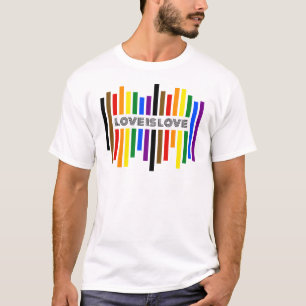 T-shirt "L'amour est l'amour" rayures du drapeau arc-en-ci