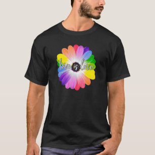T-shirt L'Amour Est Lgbt Rainbow Daisy Flower Smile Face L