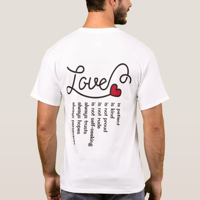 T-shirt L'amour est monogramme rouge de coeur de (Dos)