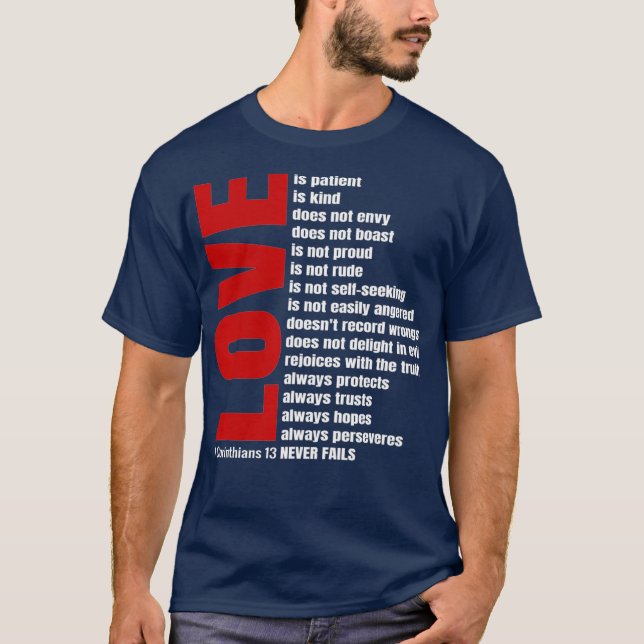 T-shirt L'Amour Est Patient 1 Corinthiens 13 Bible Verse (Devant)