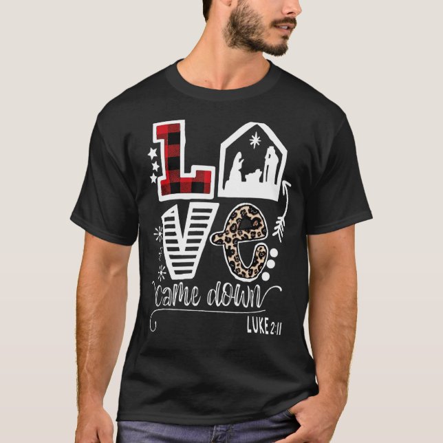 T-shirt L'amour est tombé Luc 211 Bébé Jésus Famille de No (Devant)