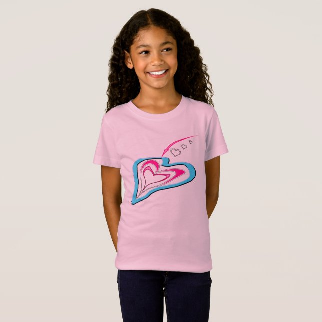 T-Shirt L'amour est une trace de coeurs (Devant entier)