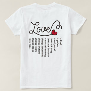 T-shirt L'amour est vers rouge de coeur de typographie