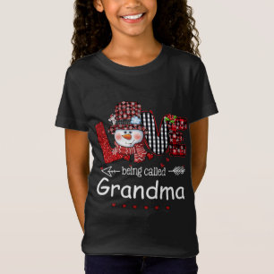 T-Shirt L'amour étant appelé Grand-mère Snowman Noël Rouge