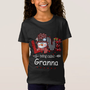 T-Shirt L'amour étant appelé Granna Snowman Noël Rouge Pla