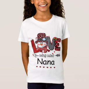 T-Shirt L'amour étant appelé Nana Snowman Noël Rouge Plaid