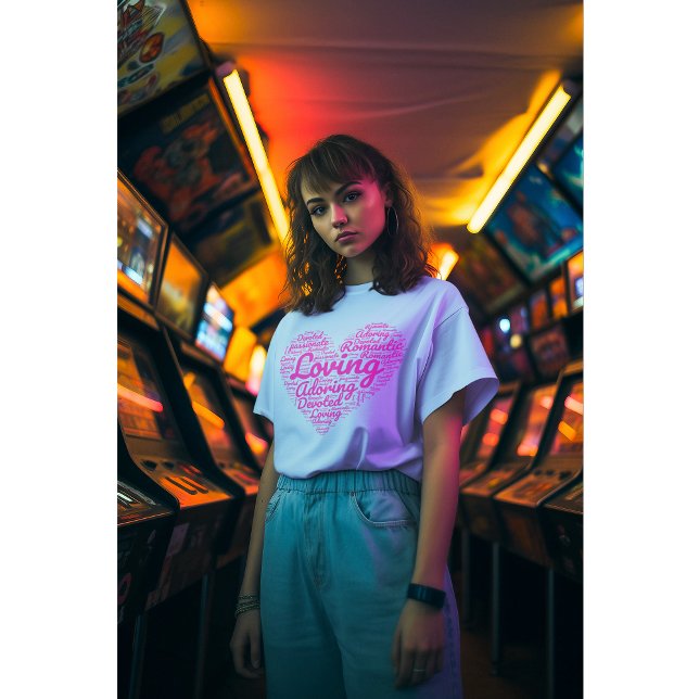 T-shirt L'amour Fuchsia Heart Shapecloud Art (Créateur téléchargé)