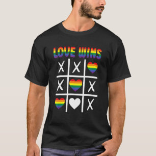 T-shirt L'amour gagne Lgbtq Ally Tic Tac Toe Pride Mois Ra