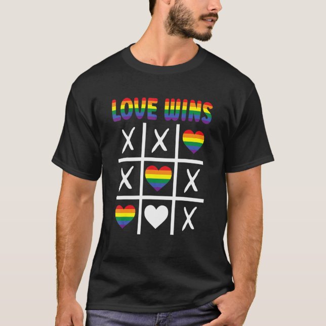 T-shirt L'amour gagne Lgbtq Ally Tic Tac Toe Pride Mois Ra (Devant)