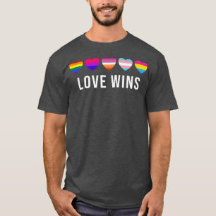 T-shirt L'amour gagne Rainbow Lgbt Hearts gay Lesbian Tran