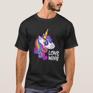 T-shirt L'amour gagne Unicorn LGBT Pride Gay Lesbian Trans