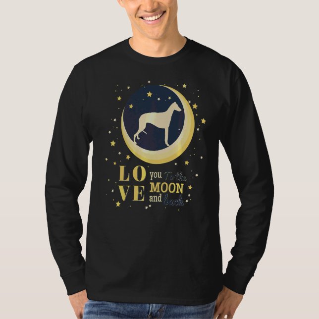 T-shirt L'Amour Greyhound Windhound À La Lune (Devant)