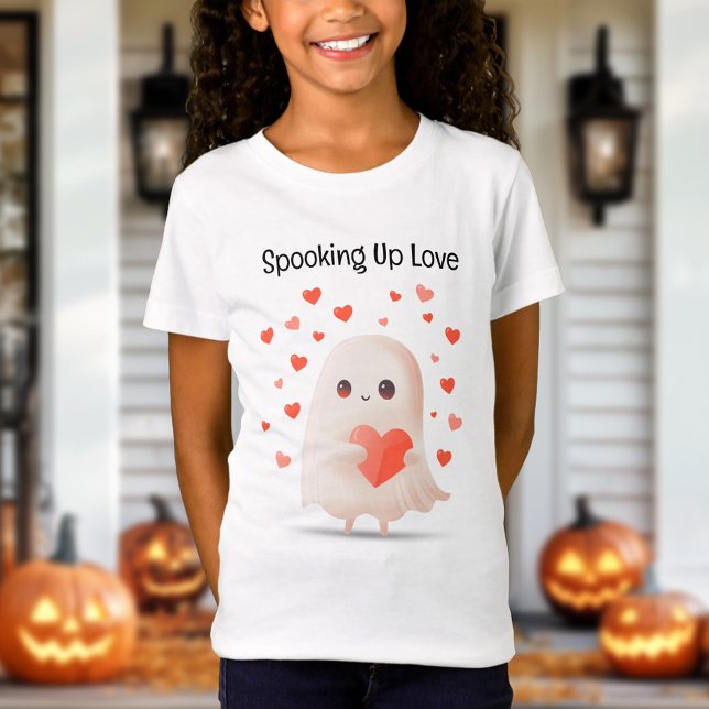 T-Shirt L'Amour Mignonne Fantôme Halloween (Spooking Up Love Cute Ghost Halloween T-Shirt)