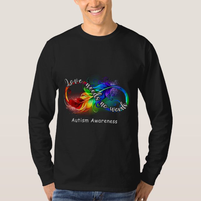 T-shirt L'Amour N'A Pas Besoin De Mots Autisme Arc-En-Ciel (Devant)