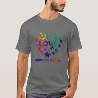 T-shirt L'Amour N'A Pas Besoin De Mots Coeur Formé Autisme
