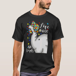 T-shirt L'amour n'a pas besoin de mots Puzzle Éléphant Sen