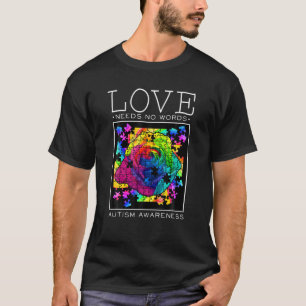 T-shirt L'Amour N'A Pas Besoin De Mots Puzzles Colorés Aut
