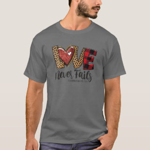T-shirt L'amour n'échoue jamais Rainbow Leopard Christian 