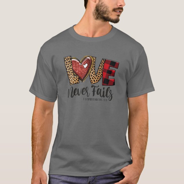T-shirt L'amour n'échoue jamais Rainbow Leopard Christian  (Devant)