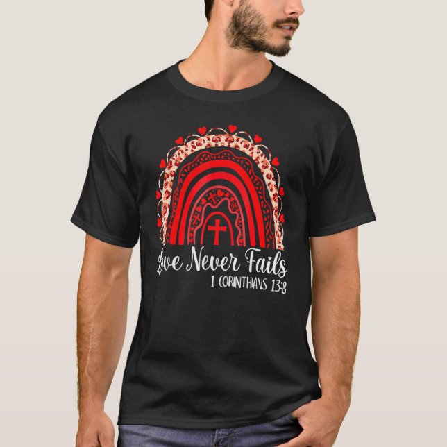 T-shirt L'amour n'échoue jamais Rainbow Leopard Valentines (Devant)