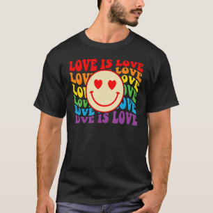 T-shirt L'Amour super Est L'Amour Hippie Face Arc En Ciel