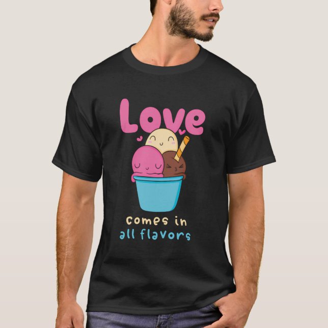T-shirt L'Amour Vient Dans Tous Les Saveurs Gelato Italien (Devant)