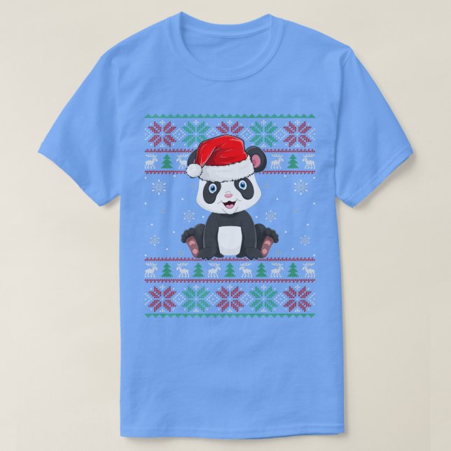 T-shirt L'Amoureux des animaux Panda Xmas Éclairage Ugly P (Design devant)