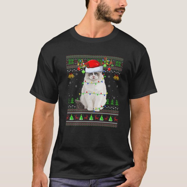 T-shirt L'Amoureux des chats de Ragdoll Xmas Père Noël Rag (Devant)
