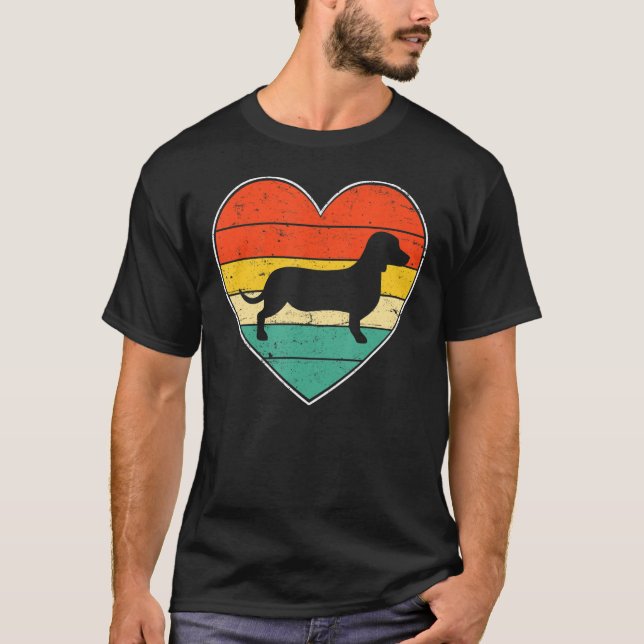 T-shirt L'Amoureux des chiens mignon Dachshund Saint Valen (Devant)