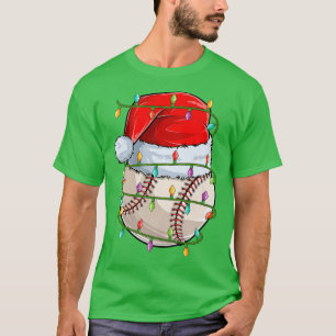 T-shirt L'Amoureux du baseball Xmas Lights Père Noël Baseb