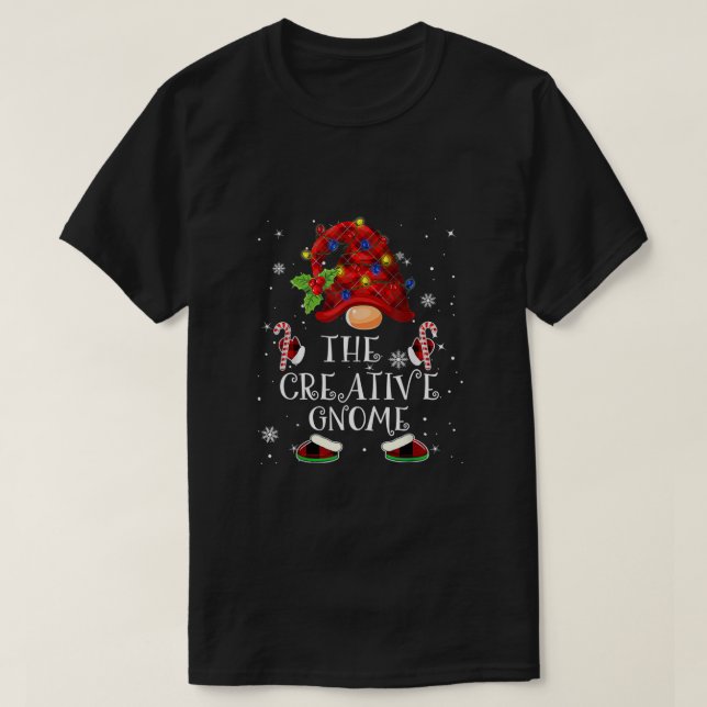 T-shirt Lampe d'arbre de Noël Plaid Gnome Buffalo (Design devant)