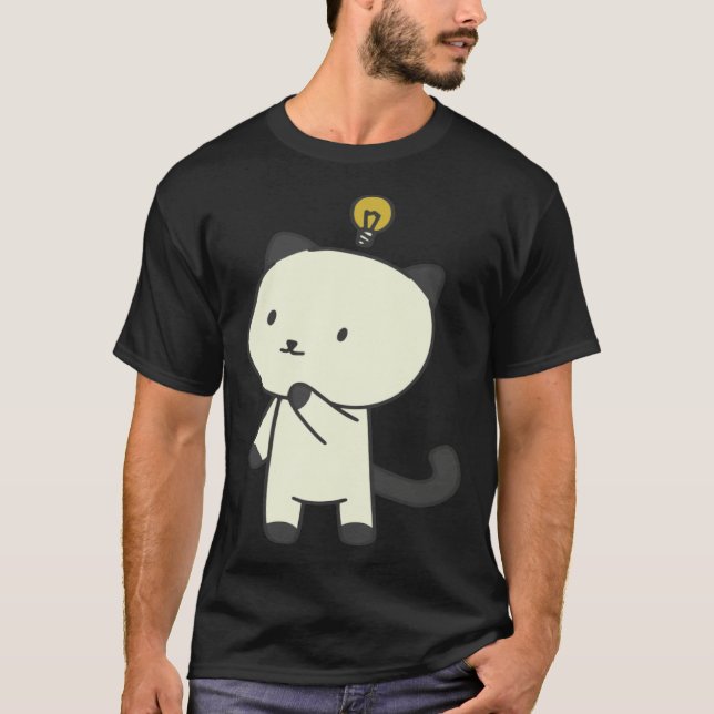 T-shirt lampe de chat pensif (Devant)