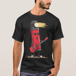 T-shirt Lampe de poche campeur avec guitare drôle