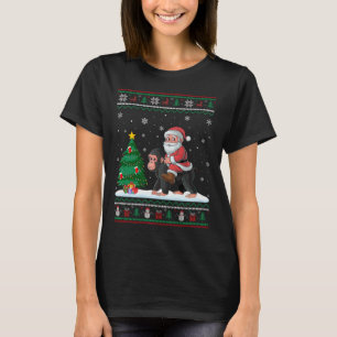 T-shirt Lampes de Noël moches Noël Père Noël Riding Ape