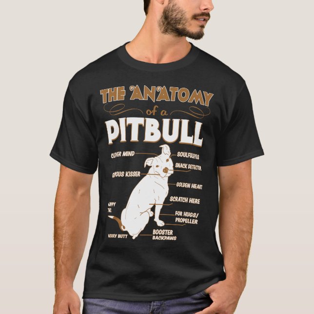 T-shirt L'Anatomie De Pitbull Pet Amateurs Cadeau (Devant)