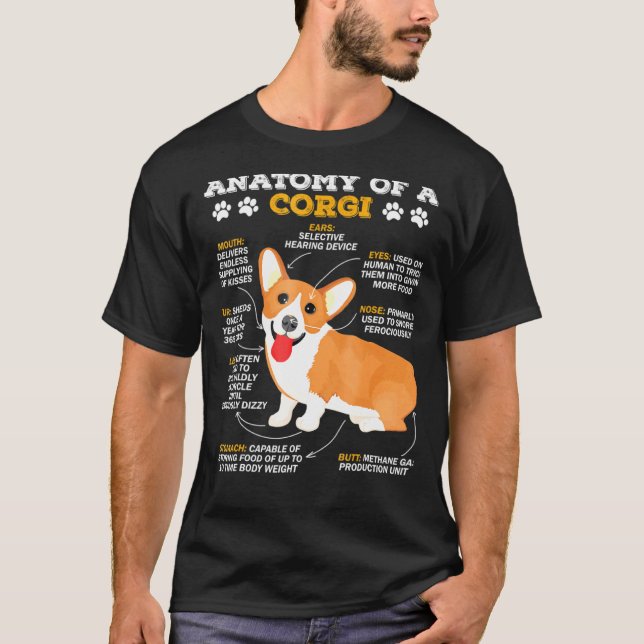 T-shirt L'anatomie d'un Corgi (Devant)